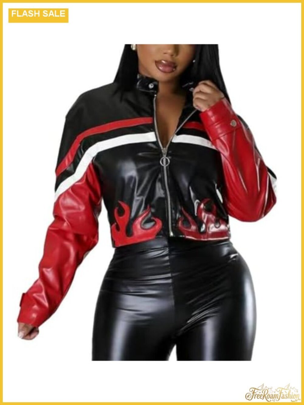Faux Leather Cropped Moto Bomber Jacket Zip Up Streetwear
